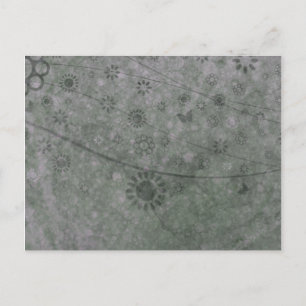 Postal Resumen de flores y mariposas retro de lavanda