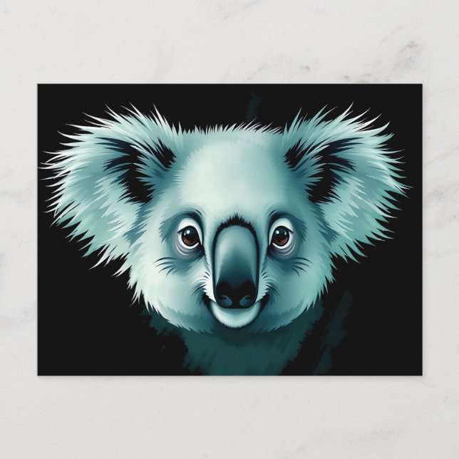 Postal Resumen de Fluffy Koala Retrato (Anverso)