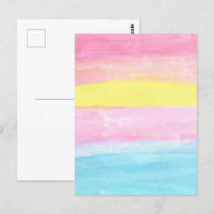 Postal Resumen de la acuarela del horizonte de sol