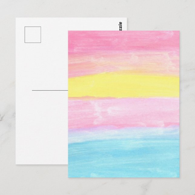 Postal Resumen de la acuarela del horizonte de sol (Anverso / Reverso)
