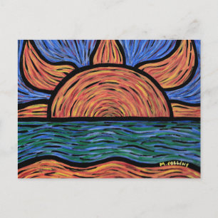Postal Resumen de la pintura al atardecer