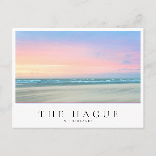 Postal Resumen de la puesta de sol en la playa de La Haya (Anverso)