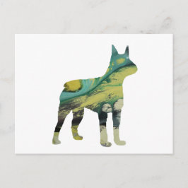 Postal Resumen de la Silhouette Boston Terrier