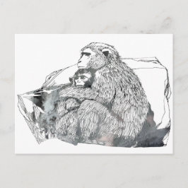 Postal Resumen de la silueta de Macaque