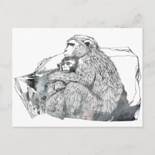 Postal Resumen de la silueta de Macaque