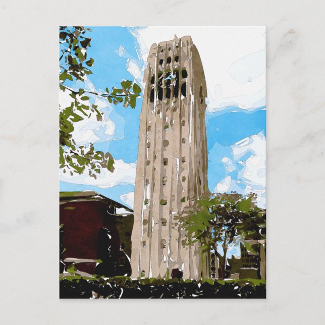 Postal Resumen de la Torre de la Universidad de Michigan (Anverso)