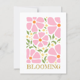 Postal Resumen de las flores rosadas juguetonas