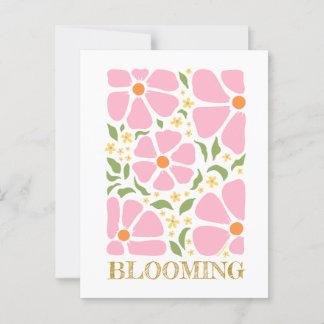 Postal Resumen de las flores rosadas juguetonas
