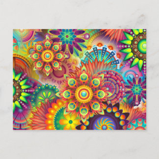 Postal Resumen de Mandala Trippy espiritual psicodélico