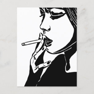Postal Resumen de mujeres fumando arte original en blanco