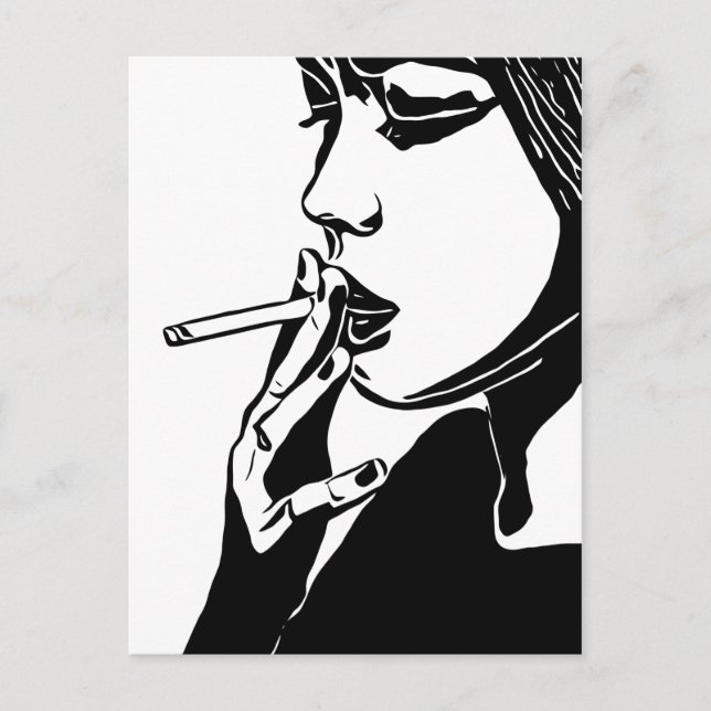 Postal Resumen de mujeres fumando arte original en blanco (Anverso)