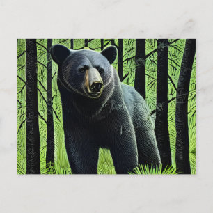 Postal Resumen de oso negro rústico salvaje