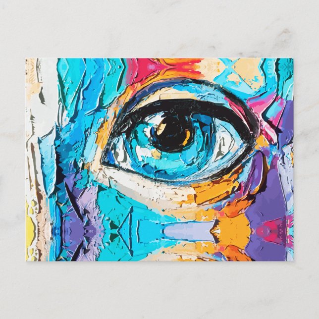 Postal Resumen de pintura al óleo digital de hermosos ojo (Anverso)