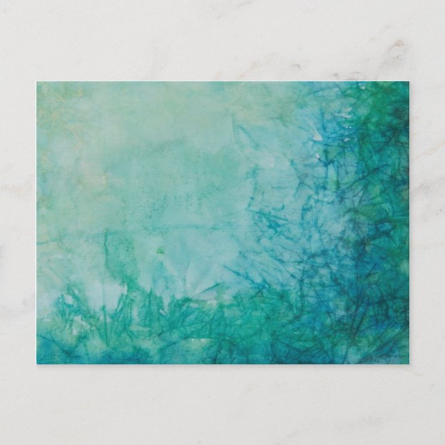 Postal Resumen De Pintura Azul, Verde Y Negro (Anverso)