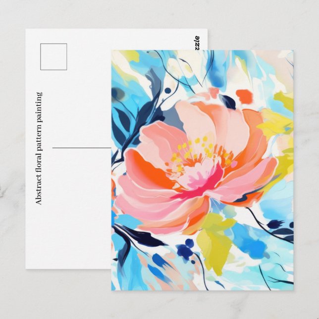 Postal Resumen de pintura de patrones florales (Anverso / Reverso)