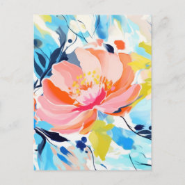 Postal Resumen de pintura de patrones florales