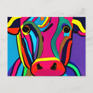 Postal Resumen de pintura de vacas coloridas