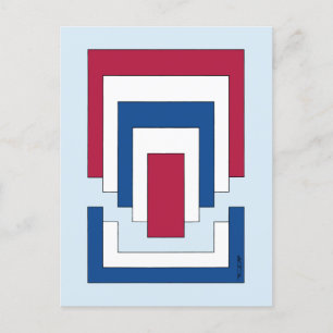 Postal Resumen de Rectángulo en rojo, blanco y azul