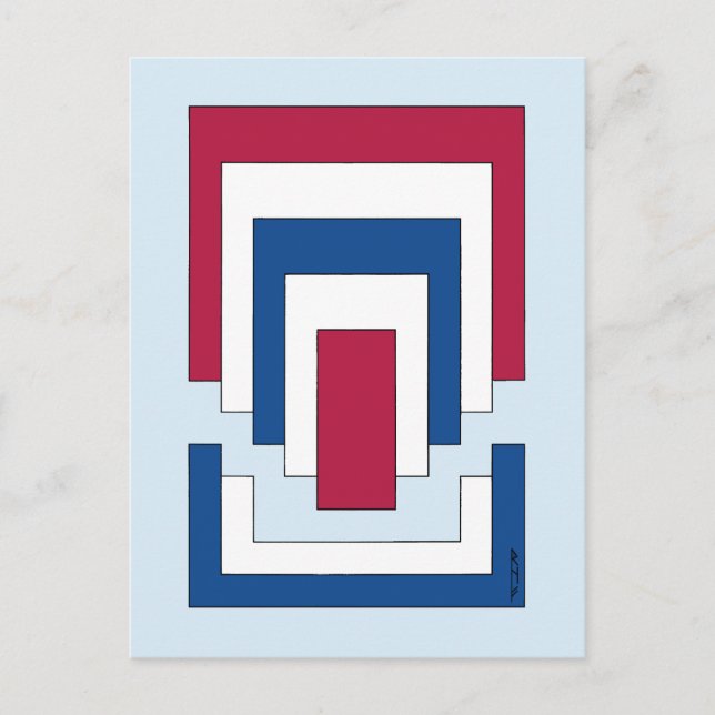 Postal Resumen de Rectángulo en rojo, blanco y azul (Anverso)
