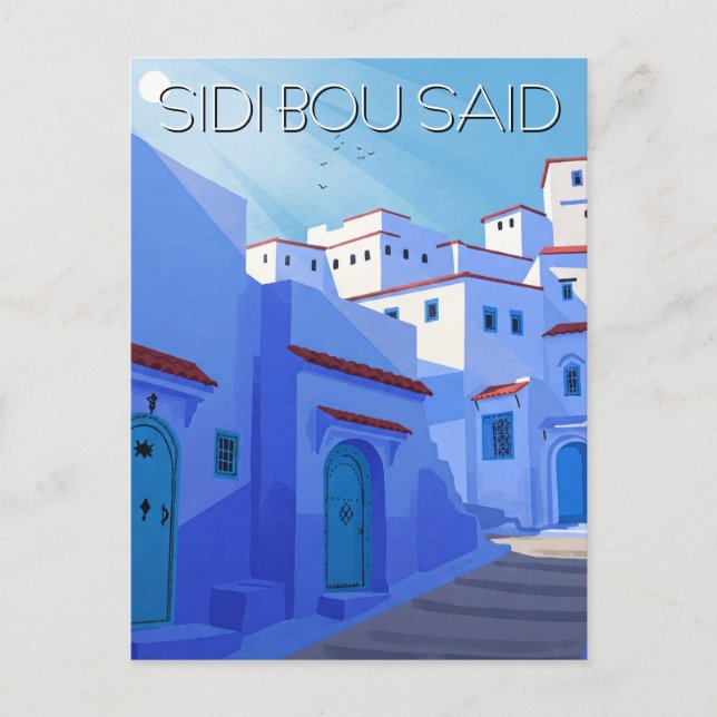 Postal Resumen de viajes de Sidi Bou Said Tunisia (Anverso)