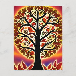 Postal Resumen del árbol de cosecha otoñal