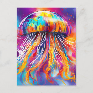 Postal Resumen del arte de las medusas coloridas