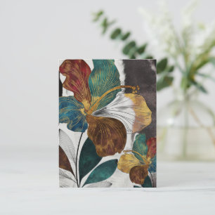 Postal Resumen del arte floral de la línea de oro con Pet