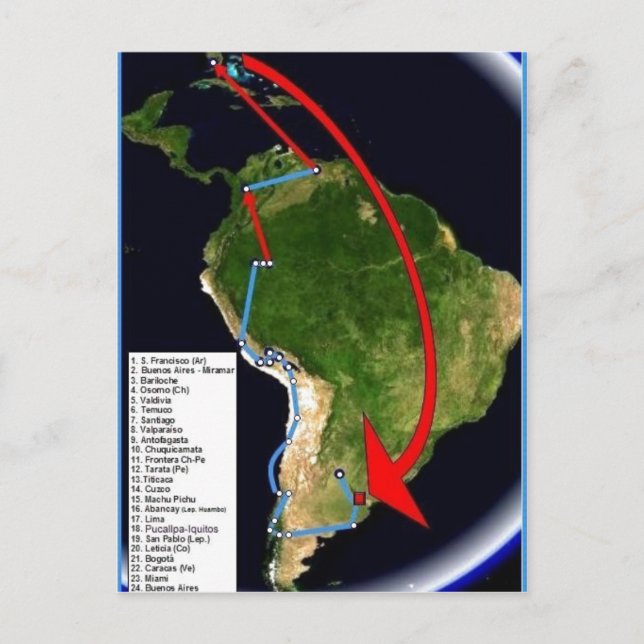 Postal Resumen Descripción Espa?ol: Mapa de la primera vo (Anverso)