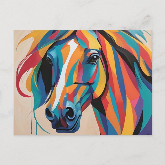 Postal Resumen dinámico de retrato de caballo (Anverso)