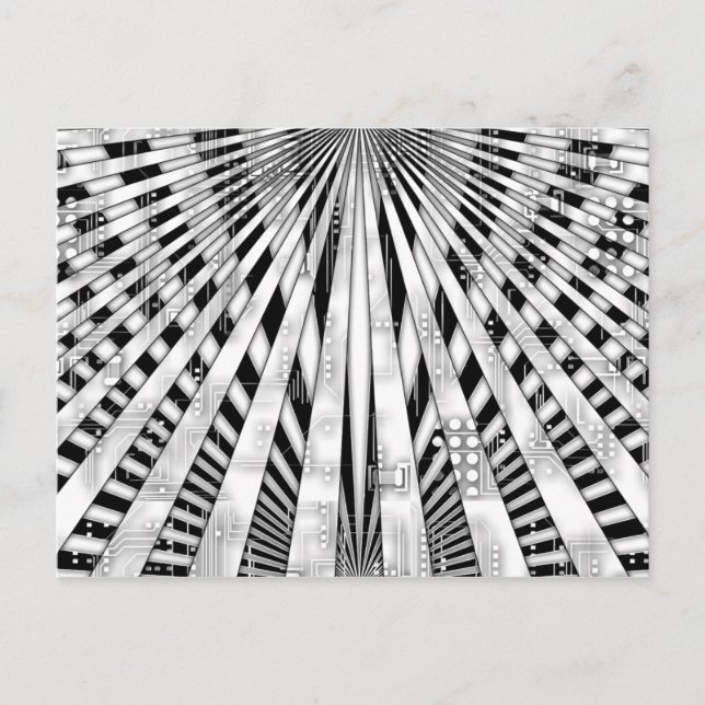 Postal Resumen Diseño de circulo y explosión de sol (Anverso)