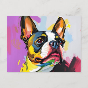 Postal Resumen expresivo de Boston Terrier