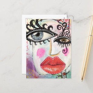 Postal Resumen Face Colorido Graffiti de Guay Whimsical A