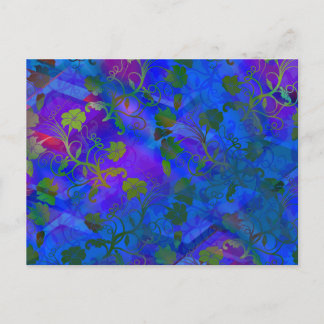 Postal Resumen floral azul