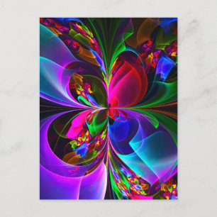 Postal Resumen floral moderno Patrón azul rojo del arte #