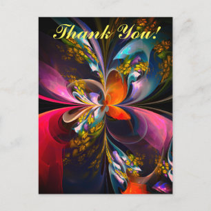 Postal Resumen floral moderno Patrón azul rojo del arte #