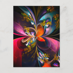 Postal Resumen floral moderno Patrón azul rojo del arte #