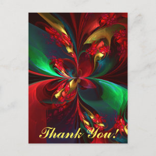 Postal Resumen floral moderno Patrón verde rojo del arte 