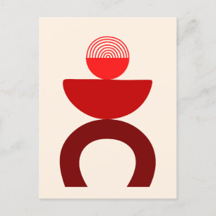 Postal Resumen Formas geométricas de arte moderno Rojo