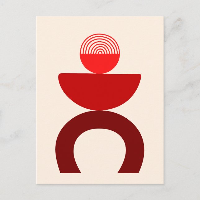 Postal Resumen Formas geométricas de arte moderno Rojo (Anverso)