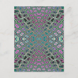 Postal Resumen fractal de mariposa de holograma multicolo