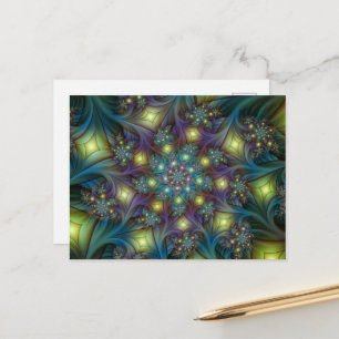 Postal Resumen ilustrado brillante arte fractal púrpura V