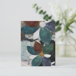 Postal Resumen Linework Arte floral con negrita