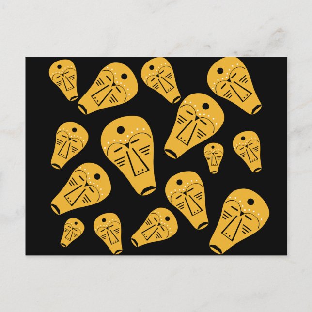 Postal Resumen Máscara aborigen tribal (Anverso)