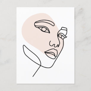 Postal Resumen mínimo arte femenino de una sola línea Pie