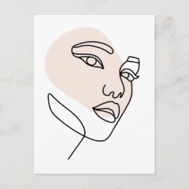 Postal Resumen mínimo arte femenino de una sola línea Pie