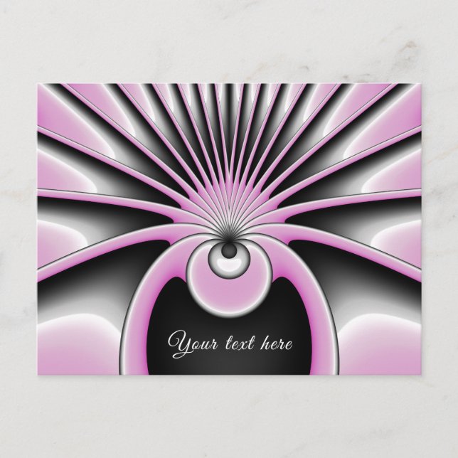 Postal Resumen moderno Crazy Fractal Art Pattern Texto (Anverso)