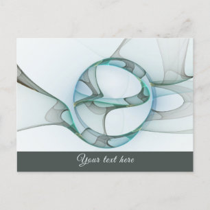 Postal Resumen moderno Fractal Azul Turquesa Gris Textos
