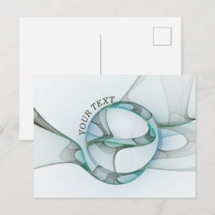 Postal Resumen moderno Fractal Azul Turquesa Gris Textos