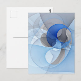 Postal Resumen moderno Gráfico de arte fractal gris azul