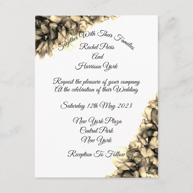 Postal Resumen Moderno Natural Elegante Haze boda Invi (Anverso)